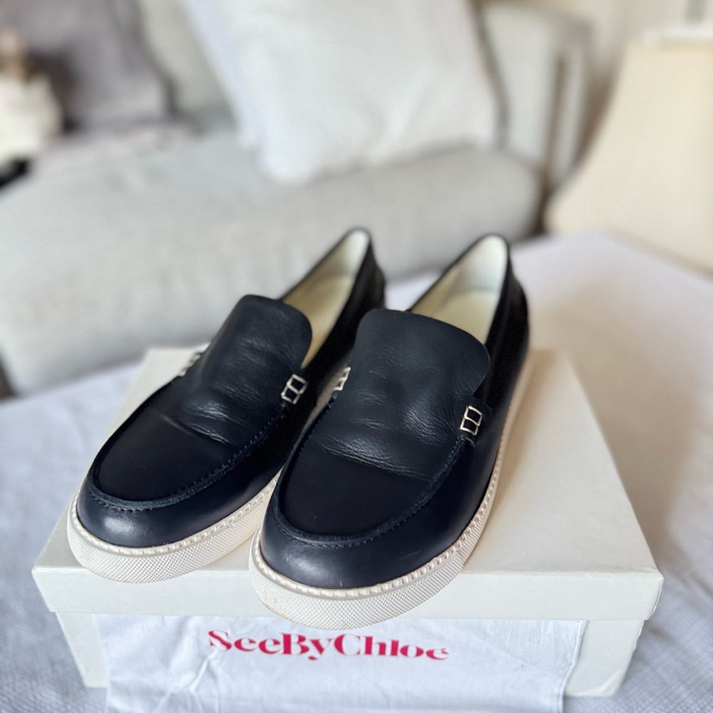 See By Chloe Navy Leather Men's Loafers